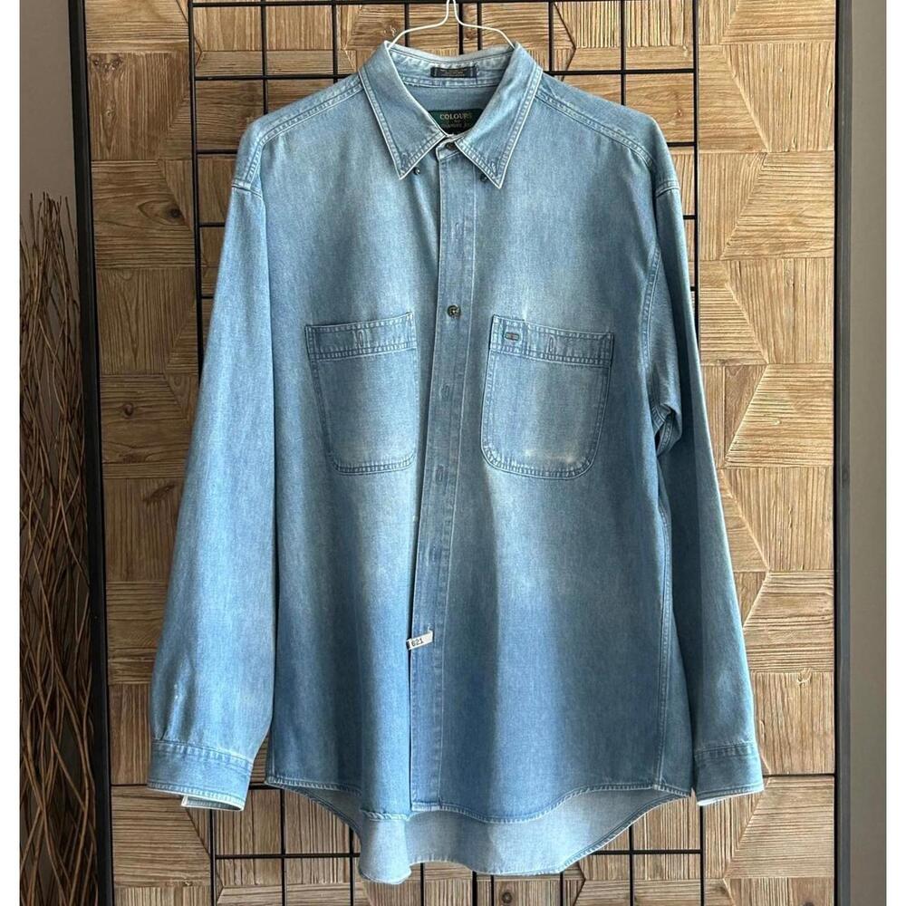 Alexander Julian Light Blue Denim Button-Down Shirt